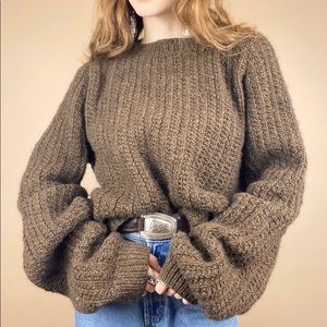 Chocolate Brown Chunky Heavy Hand Knit Long Sleeve